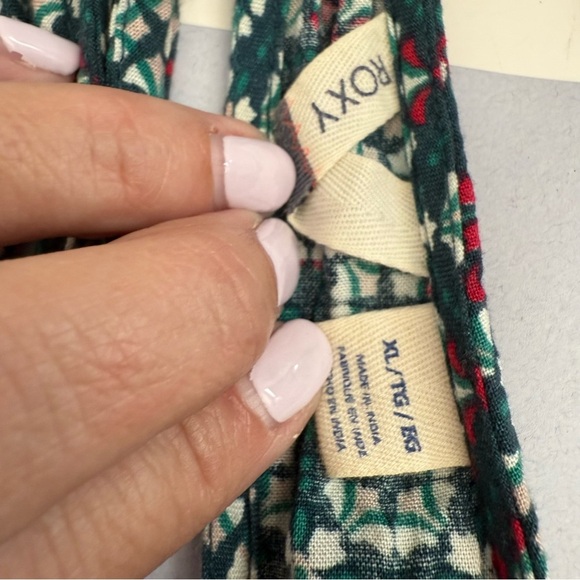 Roxy Start Something Green Pink Strappy Maxi Dress Lightweight Boho Tie Back XL - Picture 7 of 15